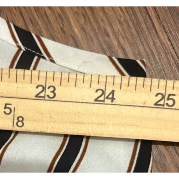 Worthington Woman 1X Sleeveless Stripe Blouse With Pockets White/Black/Brown‎ - Picture 6 of 6